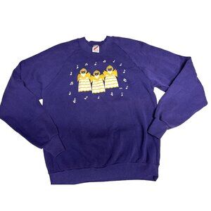 Vintage Christmas Sweatshirt Singing Angels Carolers Jerzees Adult Size L Choir